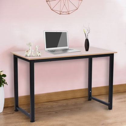 Oak Grain Metal Frame Computer Desk, 120W x 60D x 76Hcm for Stylish Office Use