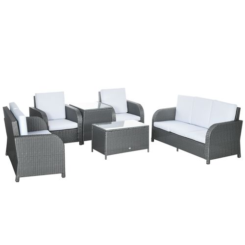 6-Piece Grey Rattan Garden Furniture Set - Stylish & Comfortable!