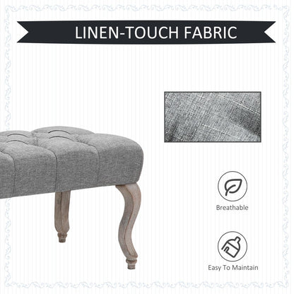 Tufted Upholstered Accent Bench: Window Seat Ottoman & Bed End Stool