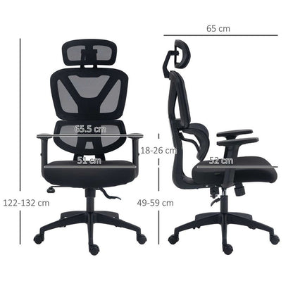 Black Mesh Swivel Desk Chair with Adjustable Height and Headrest for Ergonomics