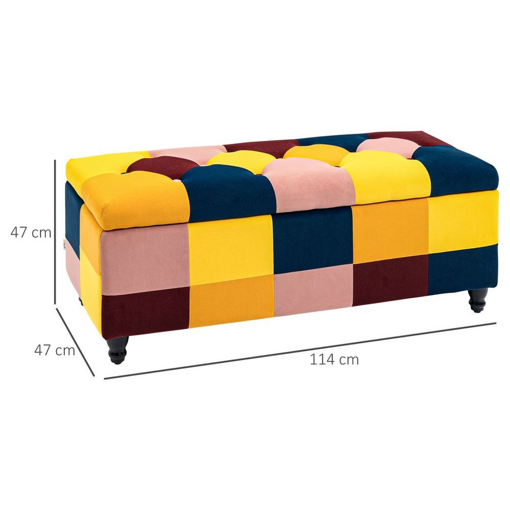 114 x 47 x 47cm Velvet Storage Ottoman – Button-Tufted Footstool for Stylish Organised Spaces