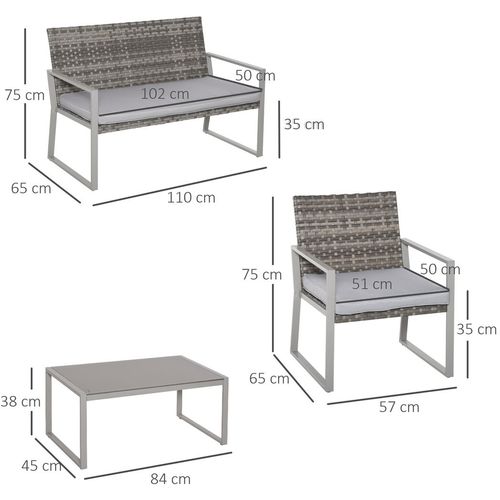 Stylish 4-Piece Grey Rattan Garden Seating Set for Outdoor Relaxation