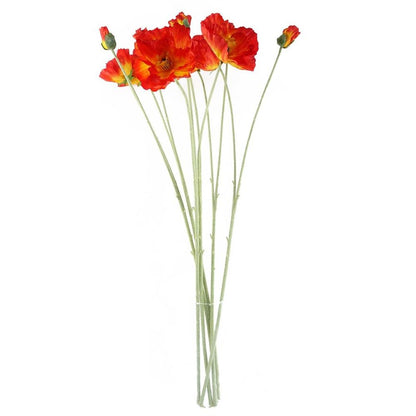 Pack of 6 x 100cm Artificial Poppy Stems - 2 Flowers