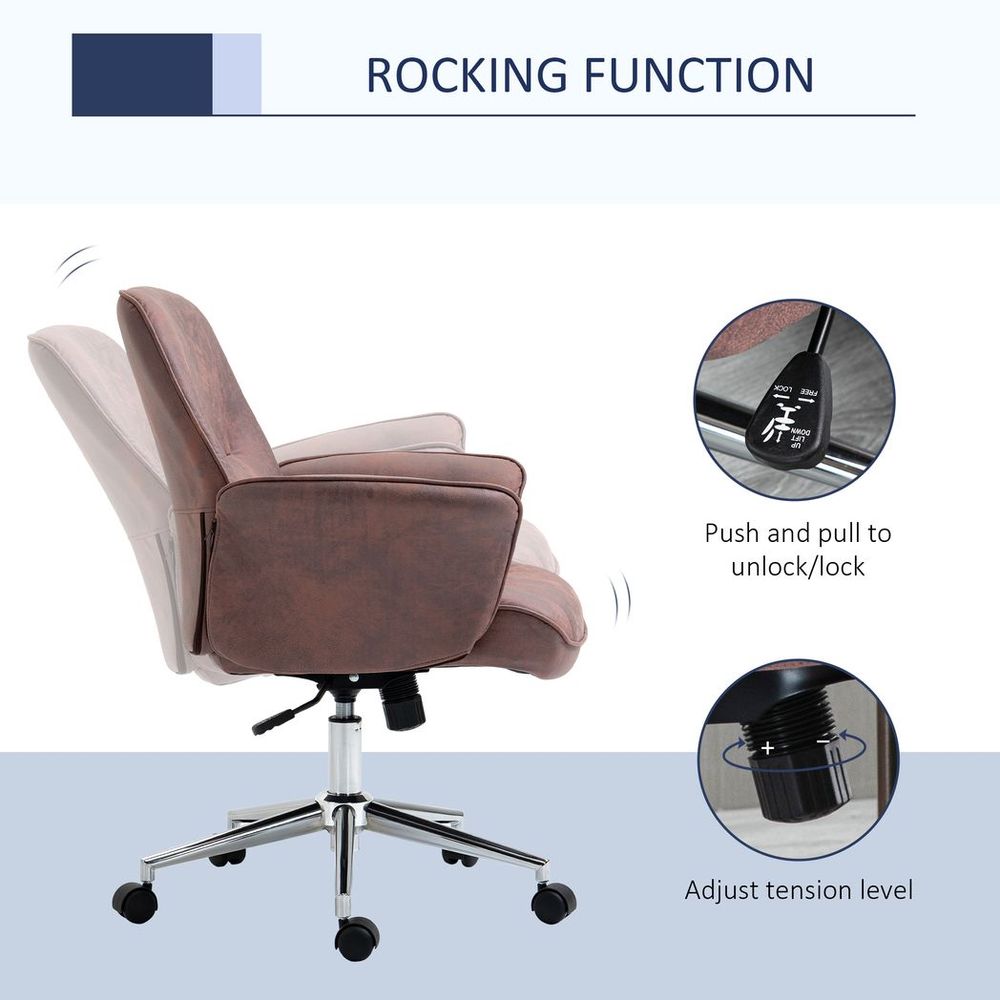 Red Microfibre Office Desk Chair with Swivel Wheels and Tilt Function for Comfort