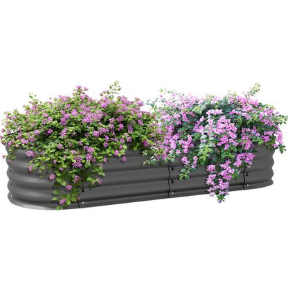 Customisable Galvanised Raised Garden Bed Planter - Dark Grey Elegance