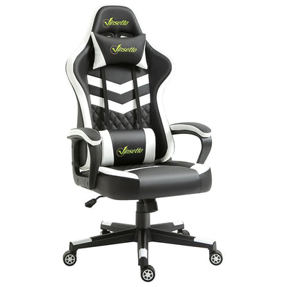 Black and White Gaming Chair with Lumbar Support for Optimal Office Comfort