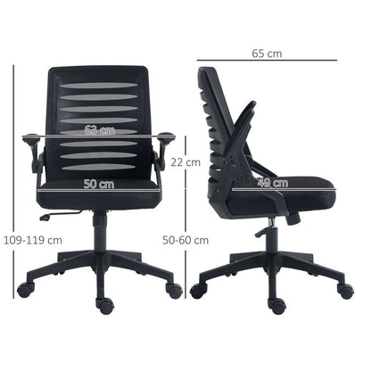 Black Mesh Task Chair for Home Office with Lumbar Support and Armrests for Comfort