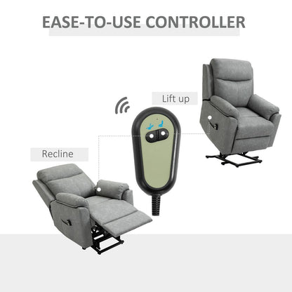 Grey Power Lift Chair with Electric Riser Function and Remote Control for Comfort