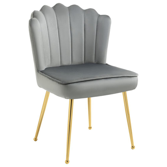 Grey Velvet-Feel Shell Luxe Accent Chair with Metal Legs for Home Lounge Comfort