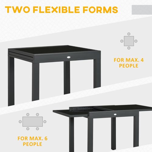 Versatile Extendable Outdoor Dining Table - Sturdy Aluminium & Glass Charm