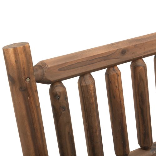 Rustic 2-Seater Rocking Bench with Curved Dark Stain Wood Frame