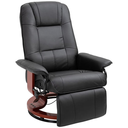 Ergonomic Recliner Sofa Chair - PU Leather, Black Armchair Lounger with Footrest