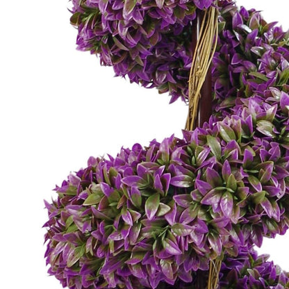 90cm Pair of Purple Large Leaf Spiral Topiary Trees with Decorative Planters for Stunning Decor