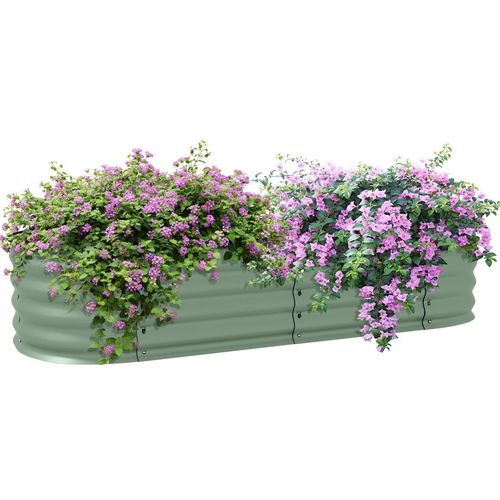 Customisable Galvanised Raised Garden Bed with Safety Edging, Green