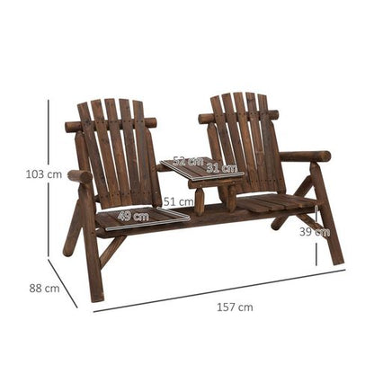 2-Seater Adirondack Patio Bench with Centre Table – Perfect for Relaxing Outdoors!