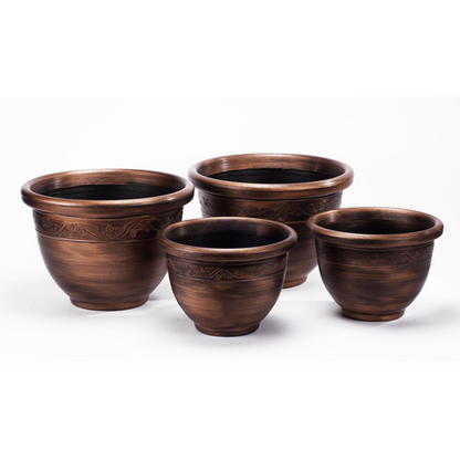 Elegant Bronze Wenlock Planters - Set of 4 for Timeless Garden Charm