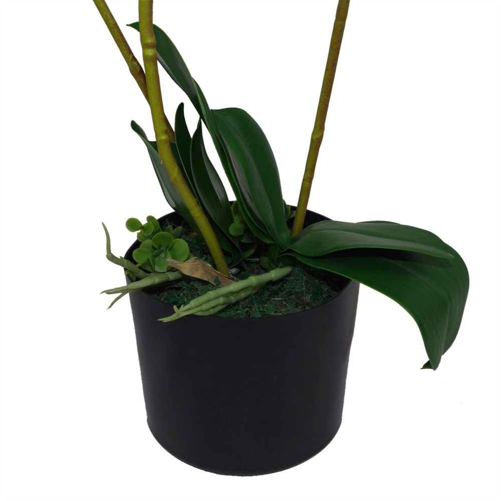65cm Luxury Artificial Orchid with Three Stems in Soft White for Elegant Decor