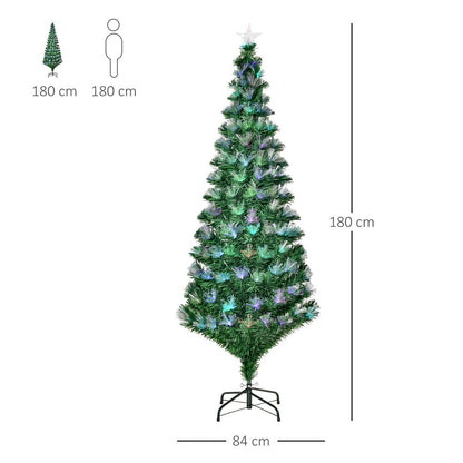 6FT Multicoloured Artificial Christmas Tree with Fibre Optic Lights and Star Holder