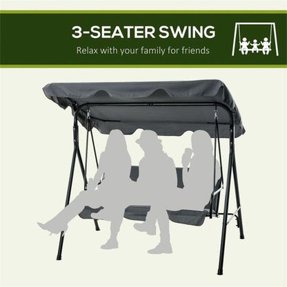 Deluxe 3-Seat Outdoor Patio Swing Chair with Adjustable Canopy