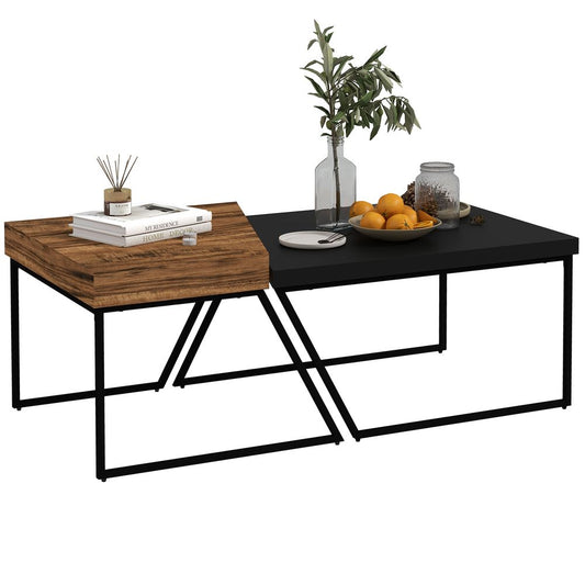 Set of 2 Steel Frame Coffee Tables for Living Room, Stylish and Practical Decor