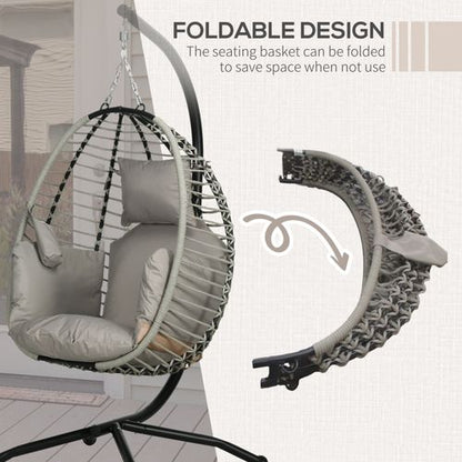 Cosy Hanging Egg Chair with Thick Cushion - Stylish Patio Relaxation