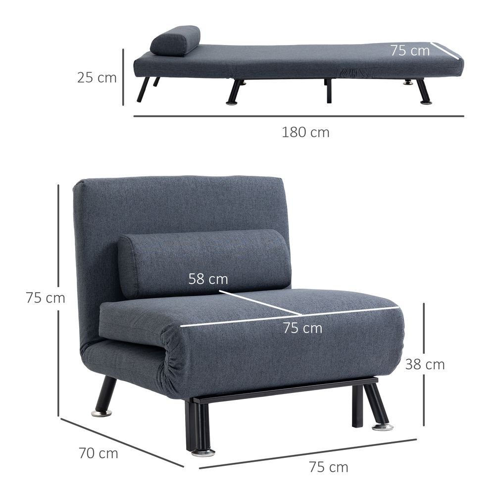 Black Faux Suede 5-Position Futon Single Sofa Bed, Versatile Comfort