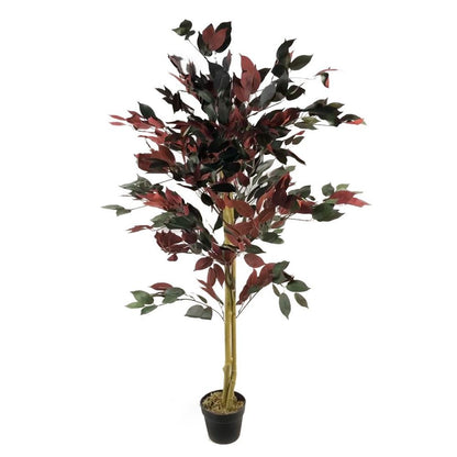 120cm Extra Large Artificial Ficus Plant in Dark Red and Green for a Realistic Finish