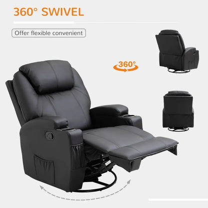 Faux Leather Electric Recliner Sofa Chair - 8-Point Vibration Massage with Remote