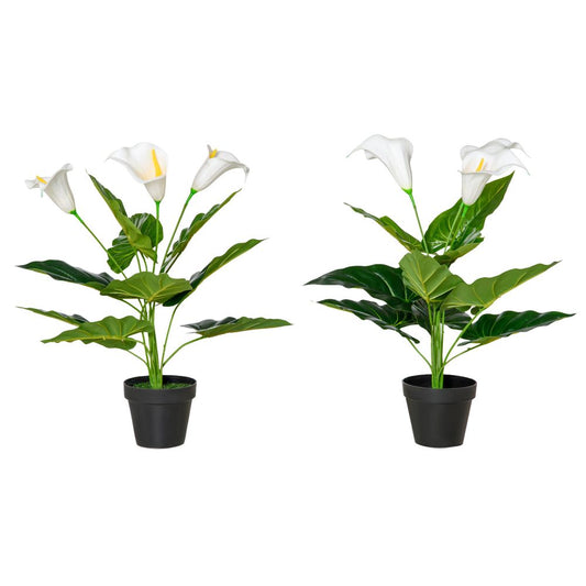 Set of 2 Realistic Artificial Calla Lily Flowers - 55cm