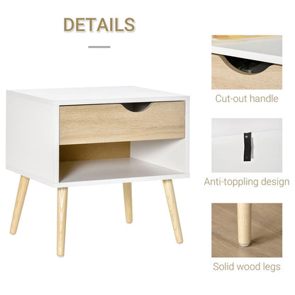 Modern Bedside Table with Drawer and Shelf, Stylish Nightstand for Bedroom or Living Room