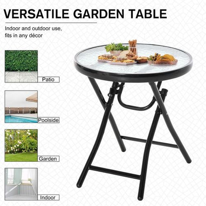 Round Folding Garden Table with Safety Buckle - Elegant & Versatile