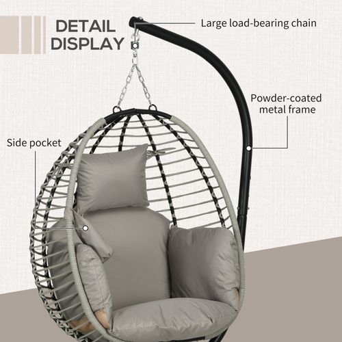 Cosy Hanging Egg Chair with Thick Cushion - Stylish Patio Relaxation