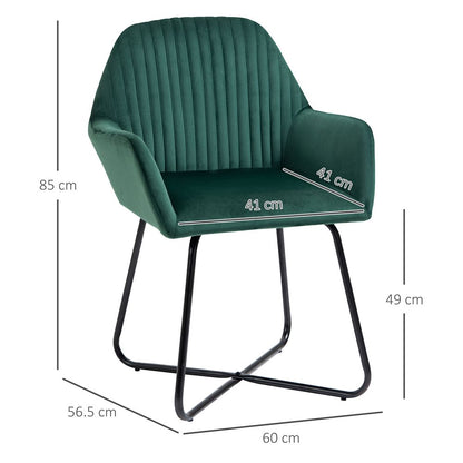 Green Velvet-Feel Upholstered Accent Chair with Metal Base for Modern Living