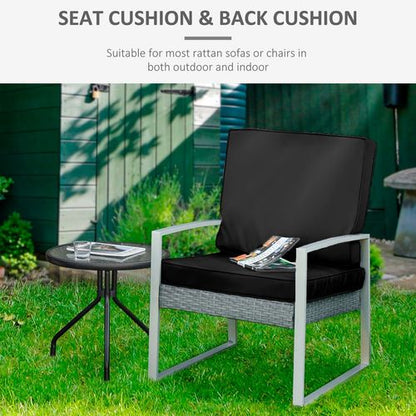 Ultimate Comfort 2-Piece Rattan Furniture Seat & Back Cushion Set - Black