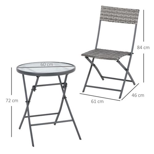 3-Piece Foldable Patio Wicker Bistro Set - Stylish & Durable!