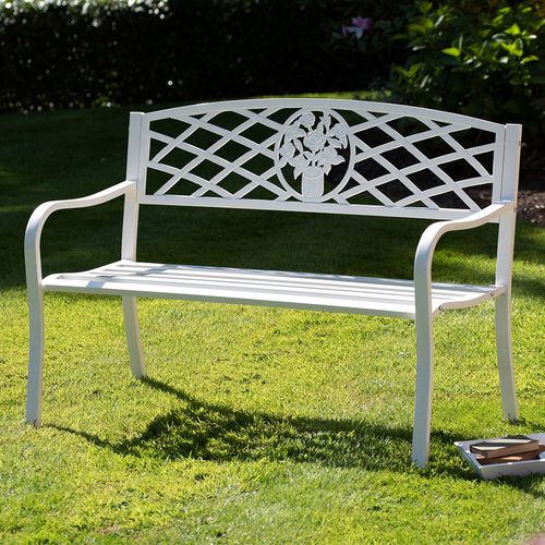 Elegant Coalbrookdale White Garden Bench - Sturdy & Stylish 2-Seater Seating