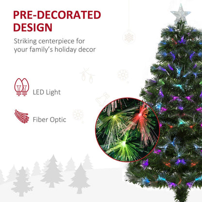 4FT Multicoloured Artificial Christmas Tree with Fibre Optic Lights and Star Holder