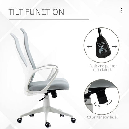 Grey High-Back Home Office Chair with Elastic Height Adjustment Feature