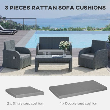 3 Piece Outdoor Cushion Pad Set for Garden Furniture Cushions, Dark Grey