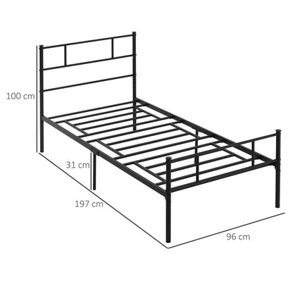 Single Metal Bed Frame with Headboard, Footboard, and Underbed Storage Solution