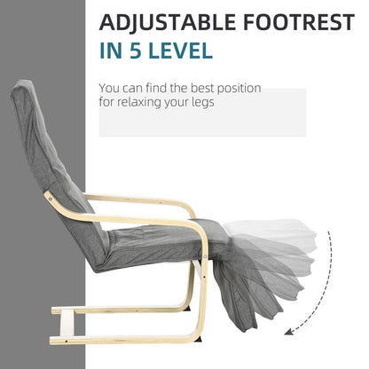 Dark Grey Adjustable Lounge Chair Recliner with Comfortable Footrest for Home