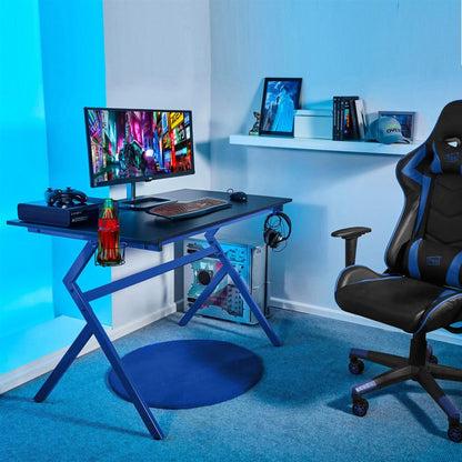 Gaming Desk with Ergonomic Design and Headphone Hook for Enhanced Comfort