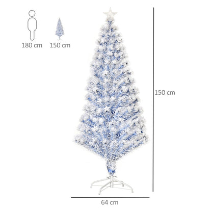 5ft Artificial Fibre Christmas Tree with 21 LEDs - Easy Store - White/Blue