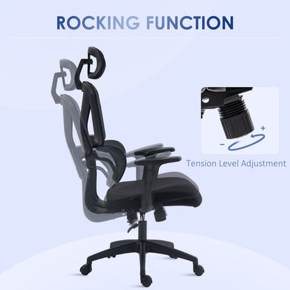 Black Mesh Swivel Desk Chair with Adjustable Height and Headrest for Ergonomics