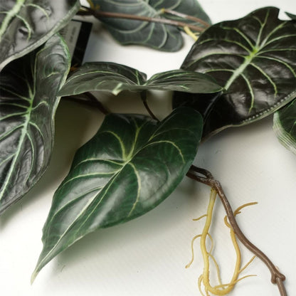 Set of 6 x 120cm Artificial Hanging Alocasia Dragon Scale Plants - Dark Green