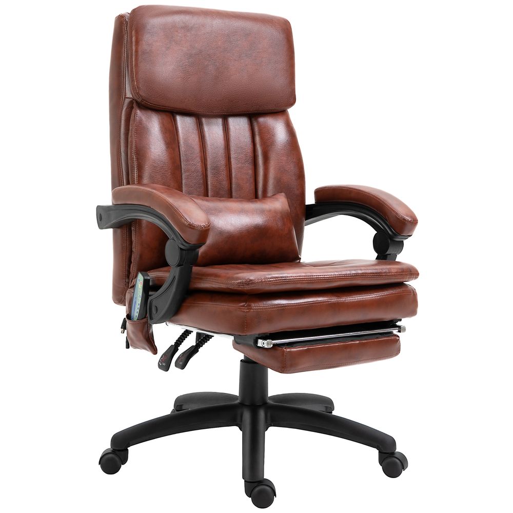 Brown Ergonomic Office Chair with 7 Massage Points, Headrest, Armrest, and Footrest for Comfort