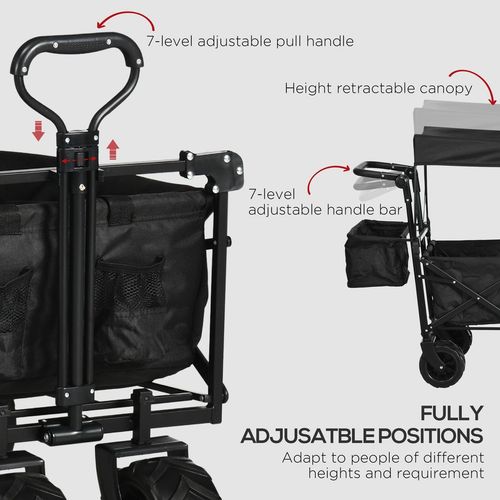 Versatile Folding Trolley Cart with Canopy – Double Compartment & 4 Wheels