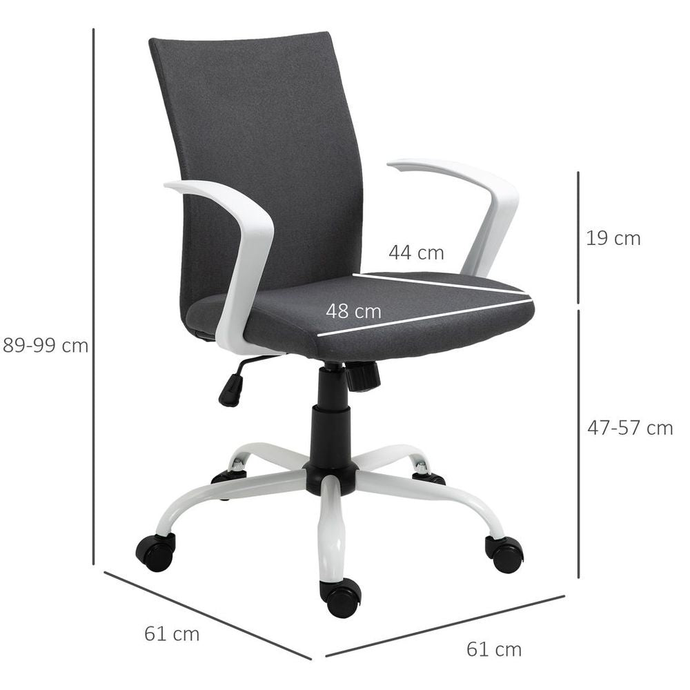 Dark Grey Linen Swivel Office Chair for Computer Desk and Home Study Tasks