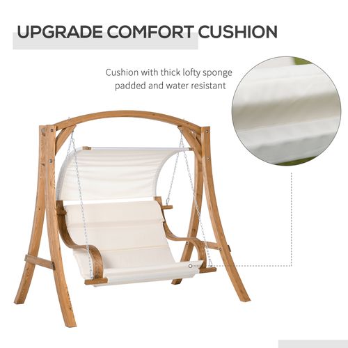 Garden Oasis: Rustic Wooden A-Frame Loveseat Swing Chair with Canopy