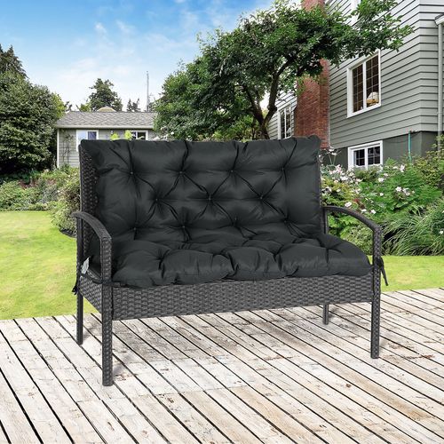 ComfortMax Outdoor 2-Seater Bench Cushion - Water-Resistant Black Pad